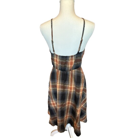 Autumn Plaid Dress Medium Retro Style Spaghetti Strap Fall Colors - Picture 3 of 8